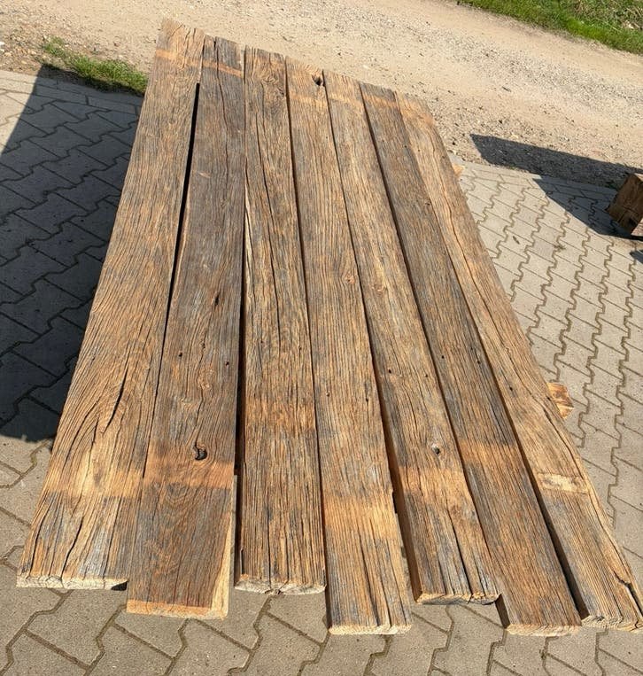 Oude geborstelde eiken planken, 2 meter 14cm x 3,5cm, Ophalen, Gebruikt, Planken, Hardhout