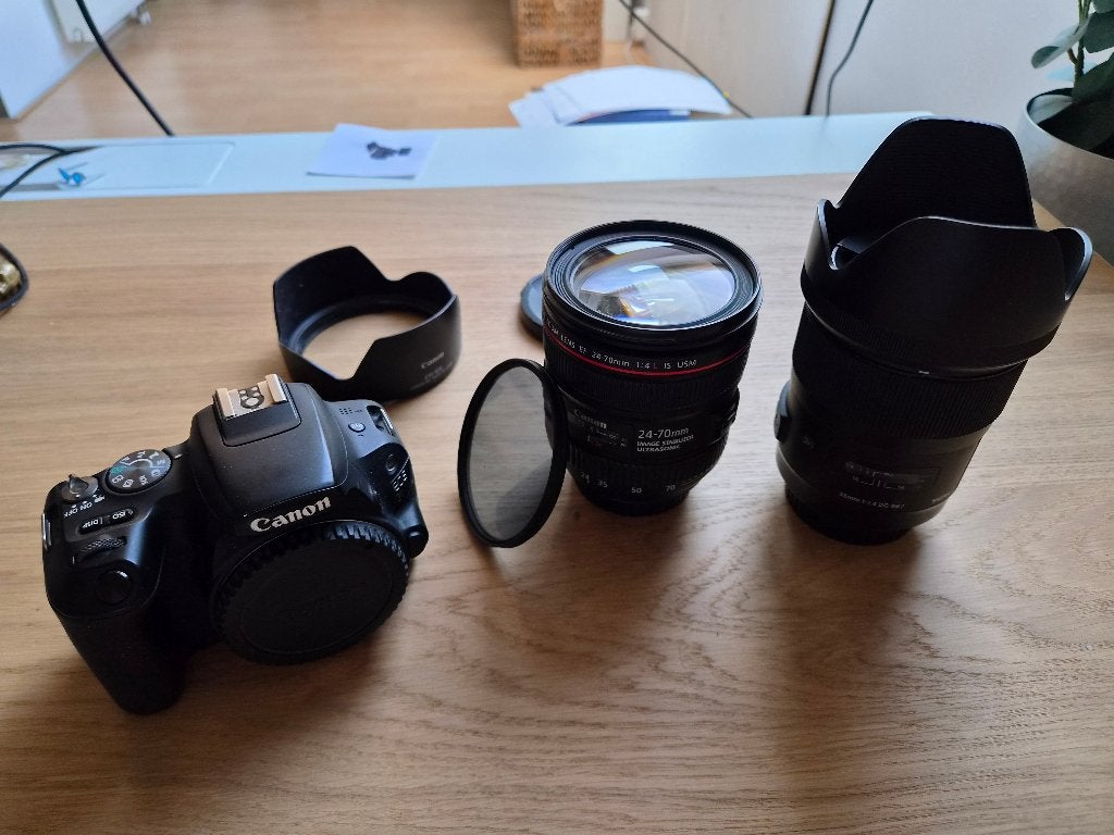 Canon EOS 200d + Canon 24-70 f/4 + Sigma 35mm f1.4 ART, Canon, 35 mm, Ophalen of Verzenden, Zo goed als nieuw