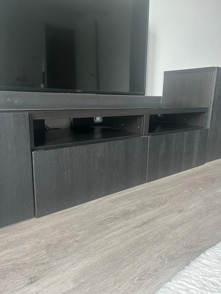 IKEA Besta TV-meubel - Zwartbruin met lades, Ophalen, Overige materialen, 150 tot 200 cm, Zo goed als nieuw