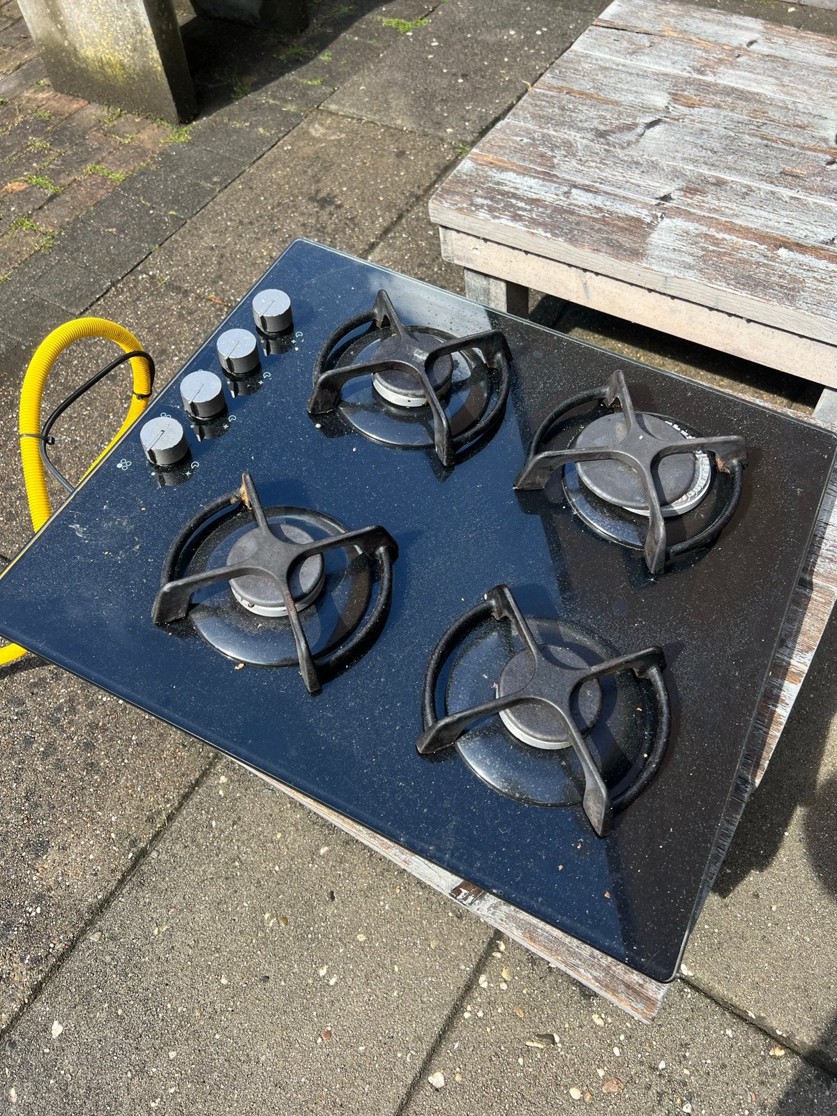 Whirlpool keramisch gasfornuis met 4 kookzones, Witgoed en Apparatuur, Kookplaten, Gebruikt, Gas, Vrijstaand, 4 kookzones