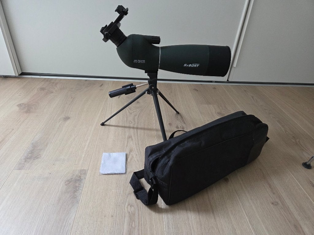 Svbony SV28 25-75x70 HD telescoop + statief + telefoonhouder, Overige typen, Ophalen of Verzenden, Zo goed als nieuw, 20x of meer