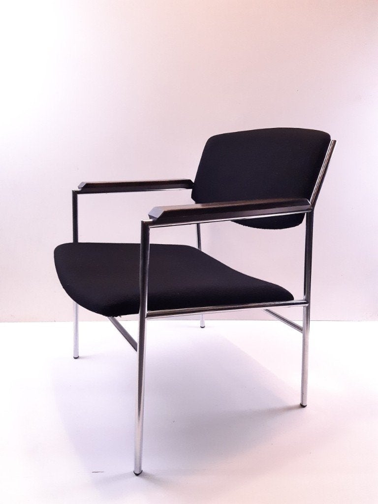 vintage buisframe fauteuil van Gijs van der Sluis., Ophalen, Gebruikt, 75 tot 100 cm, Metaal