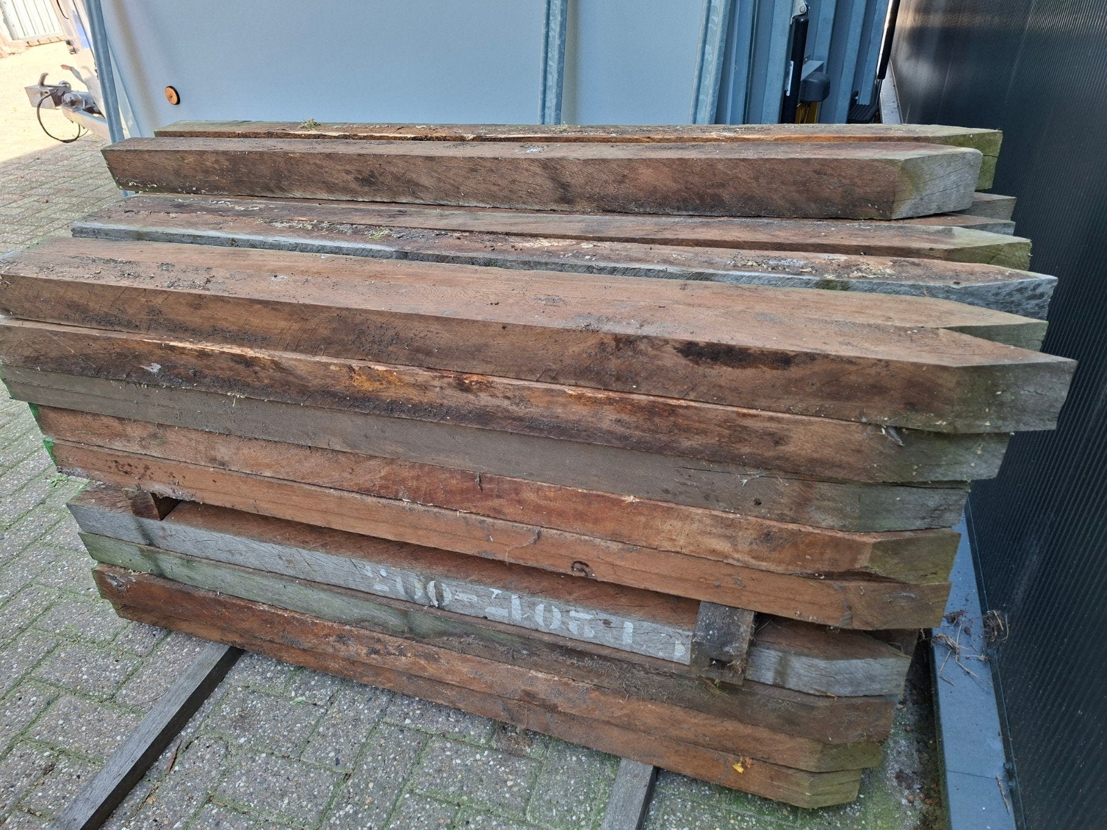 Azobé paal 80x80 met punt, Tuin en Terras, Ophalen, Nieuw, Minder dan 180 cm, Palen