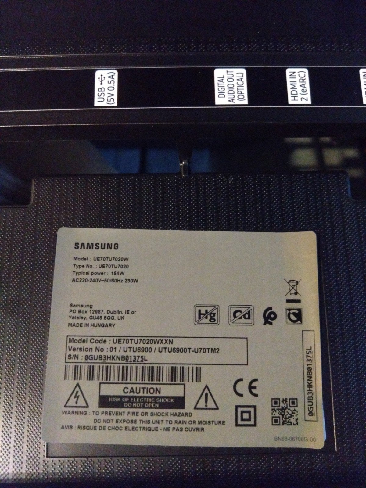 Onderdelen Samsung 70 inch televisie UE70TU7020W, Audio, Tv en Foto, Televisies, Ophalen, Gebruikt, 50 Hz, Samsung