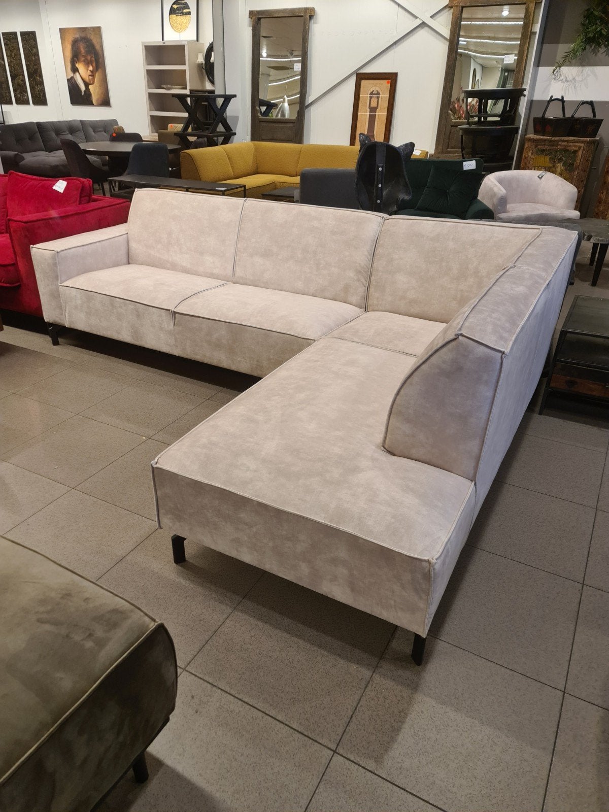 Nieuwe hoekbank 285x210 adore velvet ivoor €1.295, Ophalen, Nieuw, Textiel, .