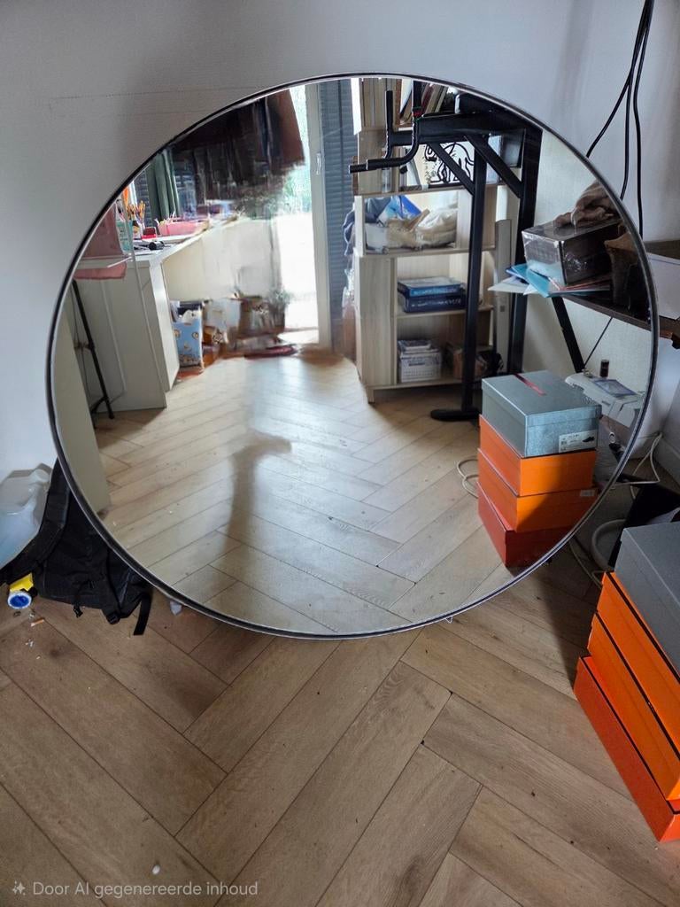 Grote ronde spiegel - diameter 120cm, Huis en Inrichting, Woonaccessoires | Spiegels, Ophalen, Gebruikt, 100 tot 150 cm, Rond