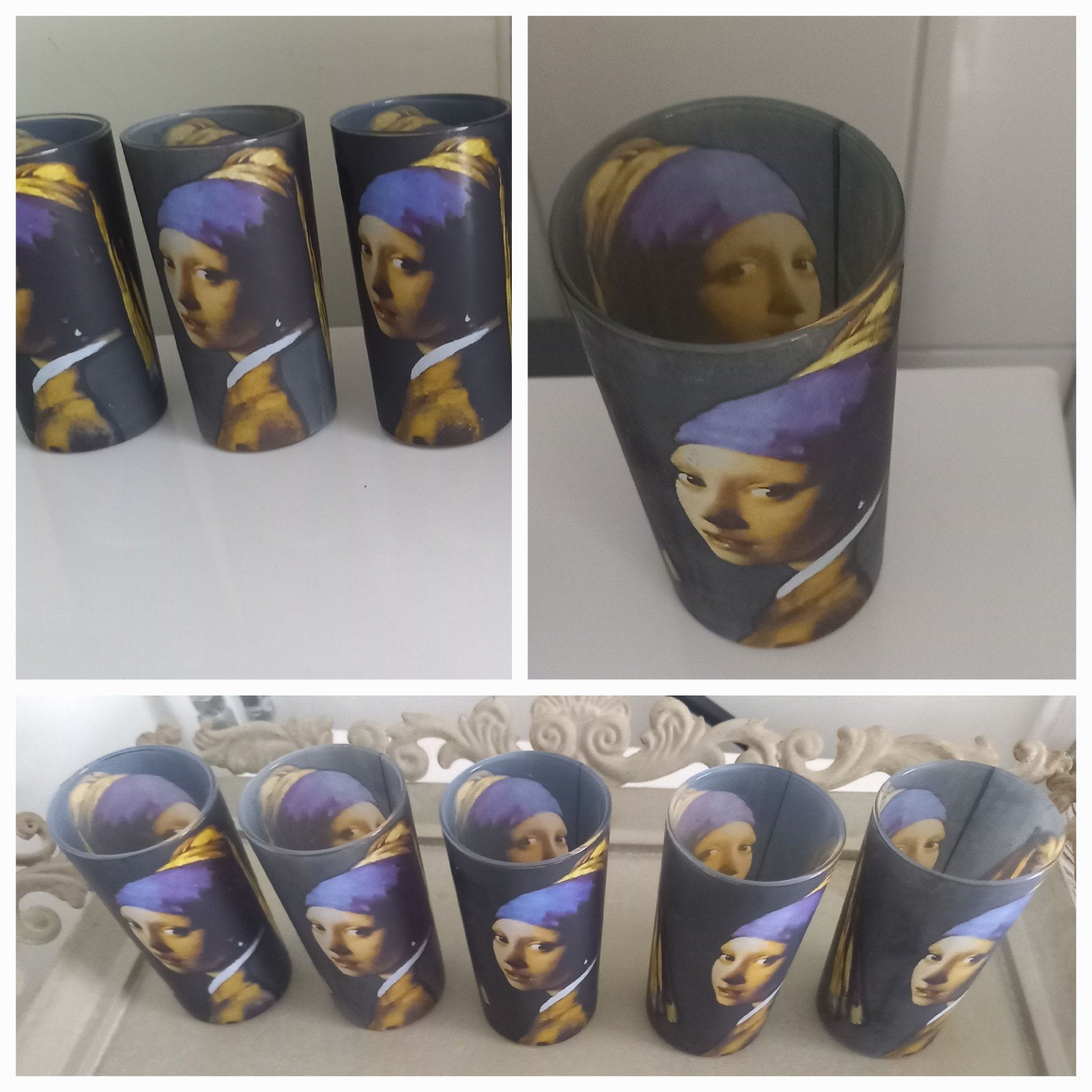 Meisje met de parel drinkglazen, zeldzaam., Ophalen of Verzenden, Foto of Kaart