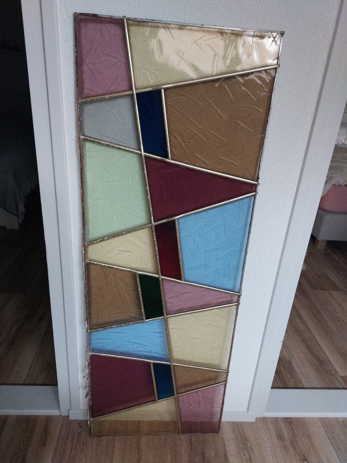 gekleurd glas in metaal, Doe-het-zelf en Verbouw, Glas en Ramen, Ophalen, Minder dan 80 cm, Glasplaat, 120 tot 160 cm