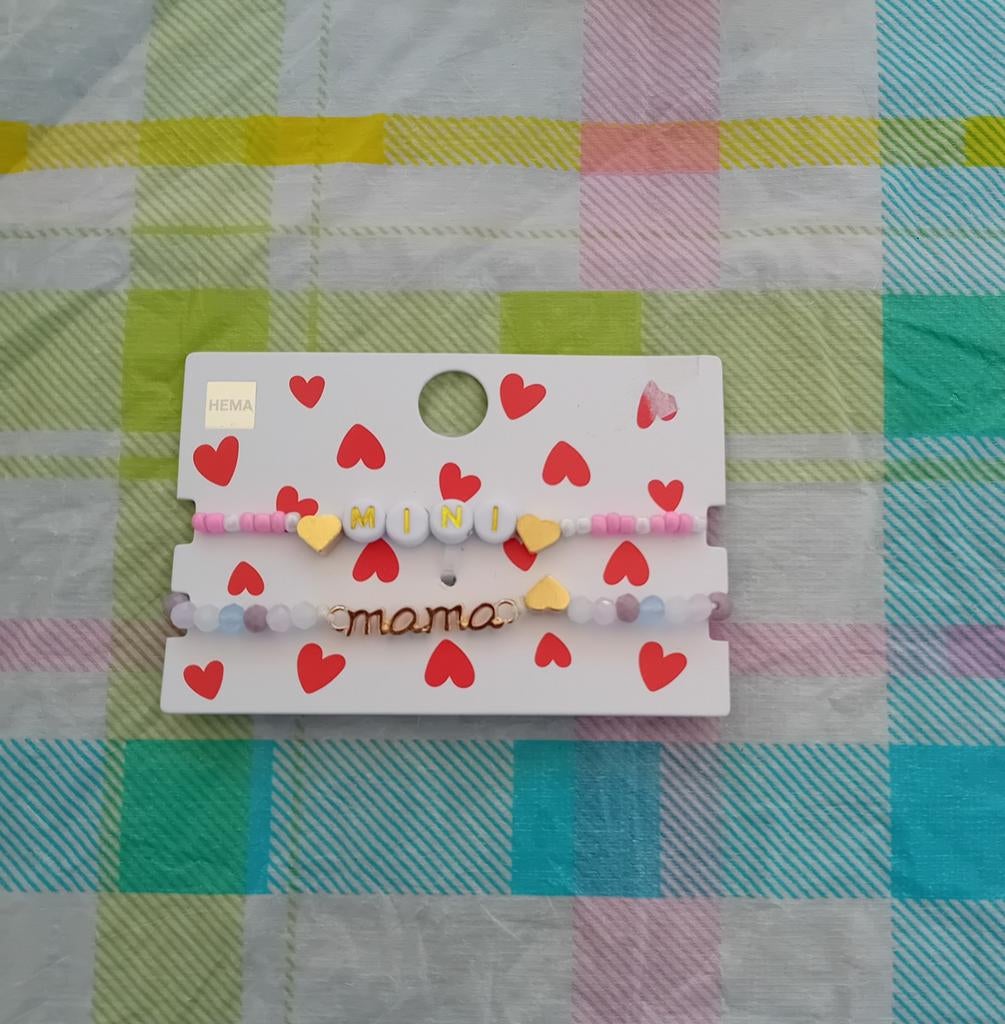 Moeder Dochter Armbandjes Set - Mama & Mini, Overige materialen, Nieuw, Ophalen of Verzenden, Roze