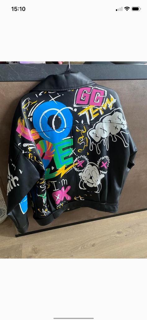 Leuke stoere meiden jas met opdruk, Ophalen of Verzenden, Zo goed als nieuw, Maat 34 (XS) of kleiner, Zwart