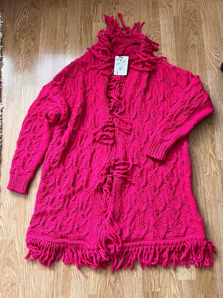 Roze vest met franje en wol - One Size, Ophalen of Verzenden, Nieuw, Maat 38/40 (M), Roze