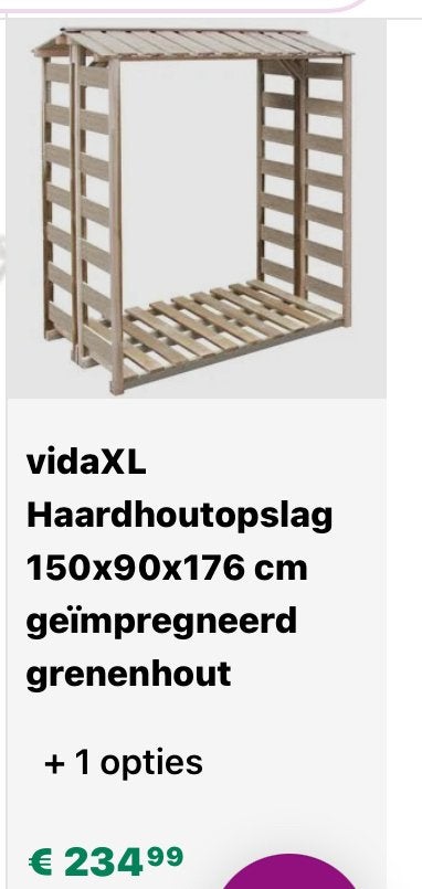 Haardhoutopslag 150x90x176 hoog, Ophalen, Gebruikt, Hout, Overige typen