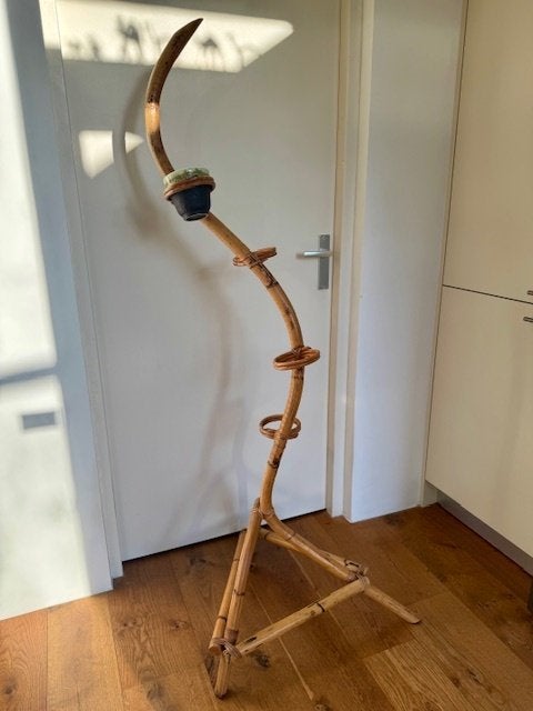 Plantenstandaard, bamboe, jaren '60 vintage, Verzamelen, Retro, Ophalen, Huis en Inrichting