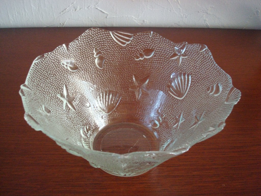 Glazen schaal met schelp decor, Ophalen of Verzenden