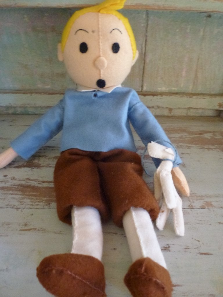 vintage vilten kuifje pop, Ophalen of Verzenden, Kuifje, Gebruikt, Beeldje of Figuurtje