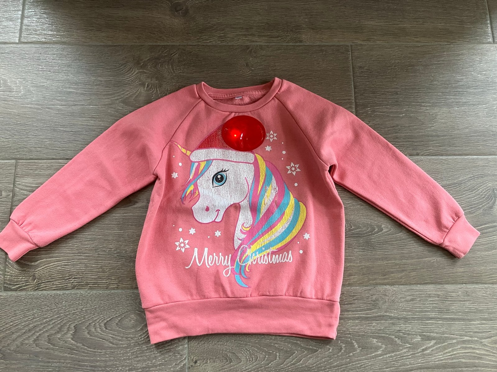 Roze Kersttrui Eenhoorn  met licht 128 134, Ophalen of Verzenden, Gebruikt, Meisje, Trui of Vest