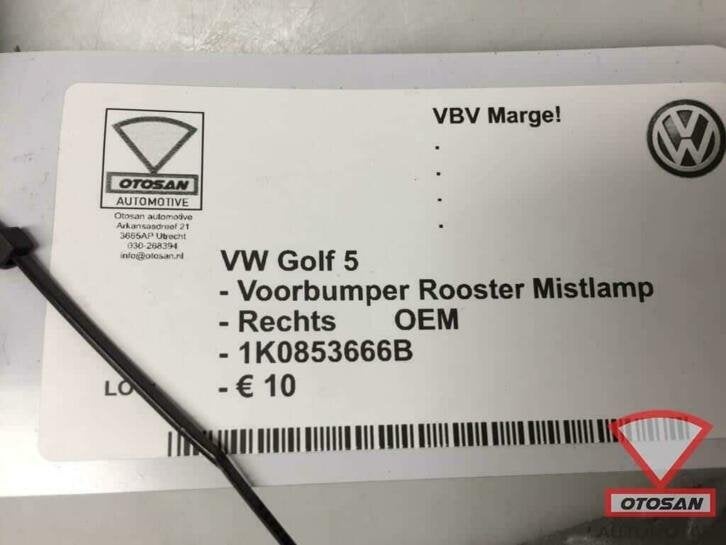 vw golf 5 voorbumper rooster rechts nieuw! 1k0853666b, Volkswagen, Volkswagen AG, Rechts, Nieuw