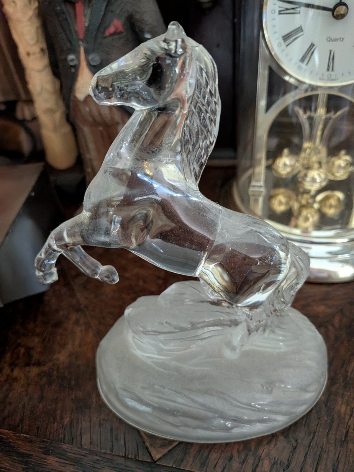 Glazen paard beeldje - Uniek decoratief stuk, Antiek en Kunst, Antiek | Glas en Kristal, Ophalen of Verzenden