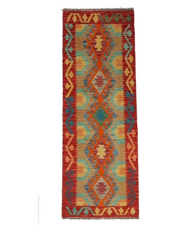 Handgeweven Kelim Loper Wol Vloerkleed Tapijt 194x70 cm, ....., Nieuw, Sadikaberdy@gmail.com, Wool