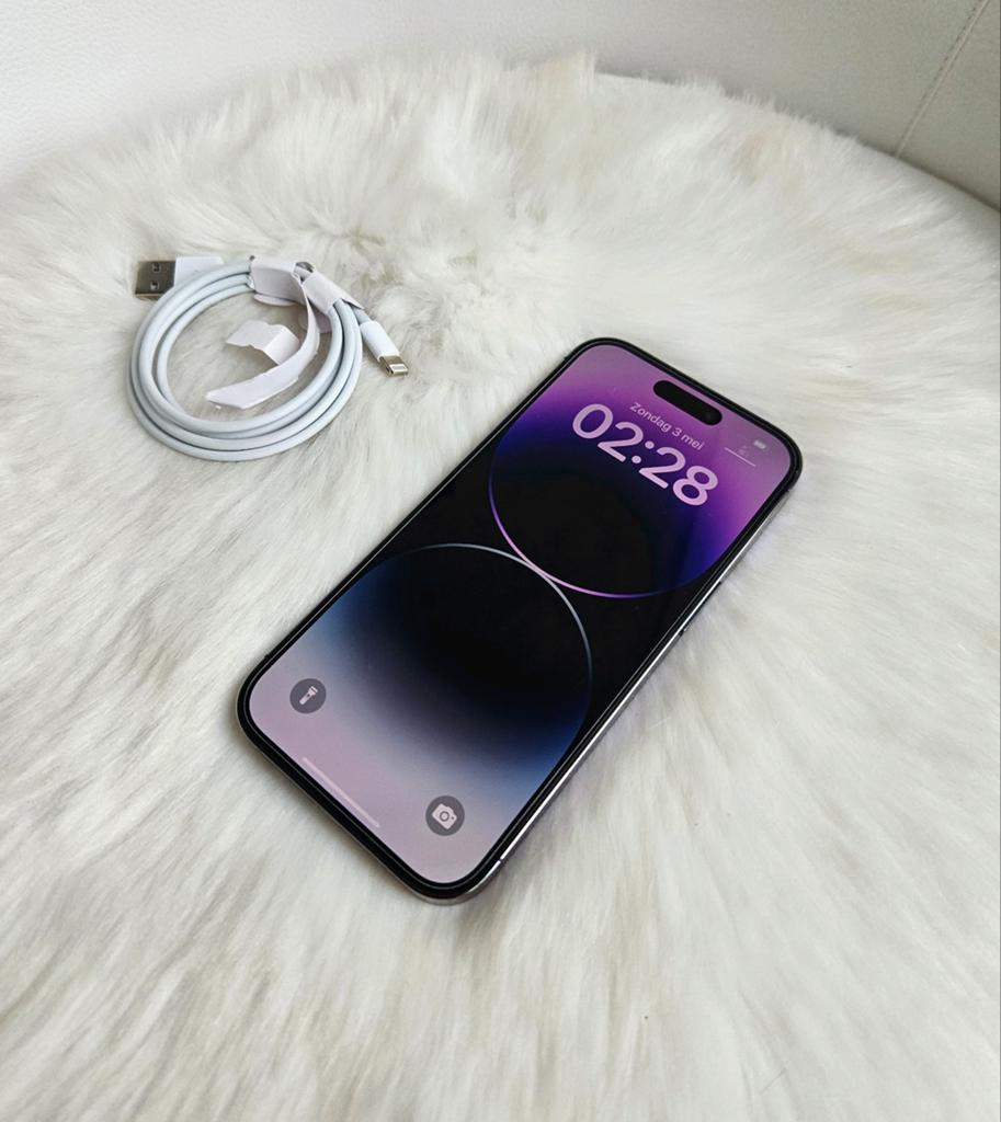 Iphone 14 Pro 512gb deep purple inc lader krasvrij, 512 GB, IPhone 14 Pro, Paars, Ophalen of Verzenden