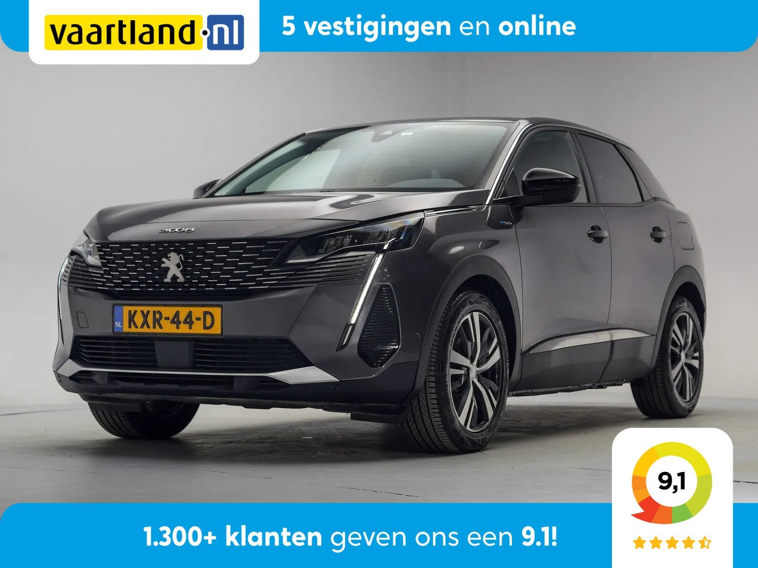 Peugeot 3008 1.6 HYbrid 225pk Allure [ Navi Apple/Android Cl, Auto's, Dealer onderhouden, Bedrijf, Hybride Elektrisch/Benzine