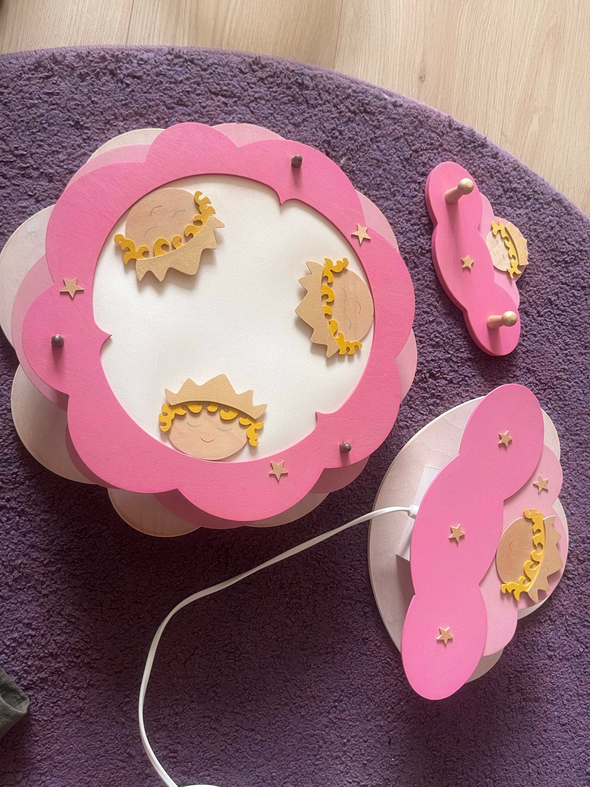 De Noest Prinsessen set: plafondlamp, wandlamp en kapstokje, Kinderen en Baby's, Kinderkamer | Inrichting en Decoratie, Gebruikt