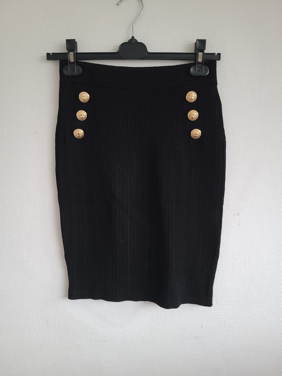 Pierre Balmain  Rok met Gouden Knopen, Zwart, Ophalen of Verzenden, Maat 36 (S), Knielengte