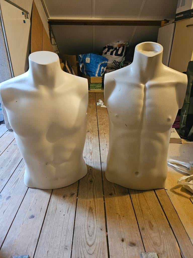2 witte torso etalagepoppen voor kledingpresentatie, Ophalen of Verzenden