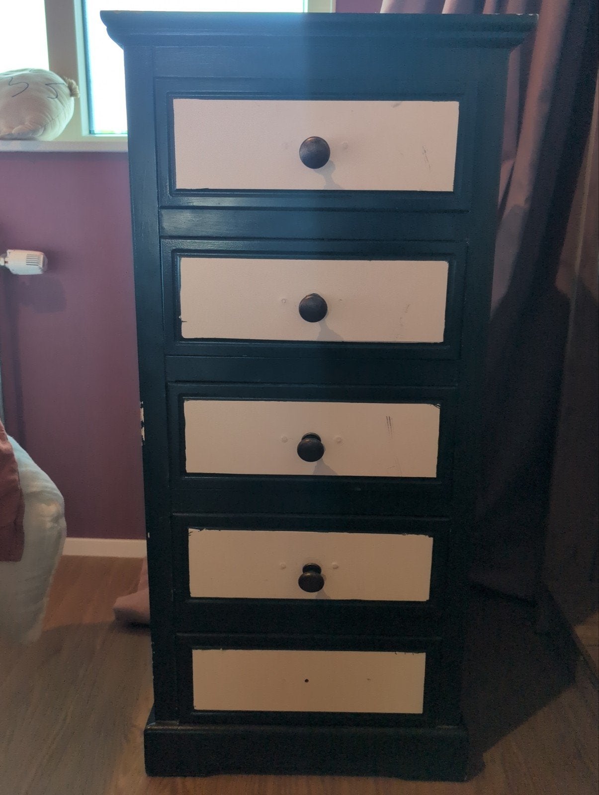 Donkergroene houten ladekast, ideaal voor upcycling!, Ophalen, Gebruikt, 5 laden of meer, 100 tot 150 cm