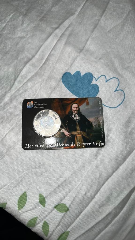 Het zilveren michiel de Ruyter Vijfje, Postzegels en Munten, Ophalen of Verzenden, Koningin Beatrix, Euro's