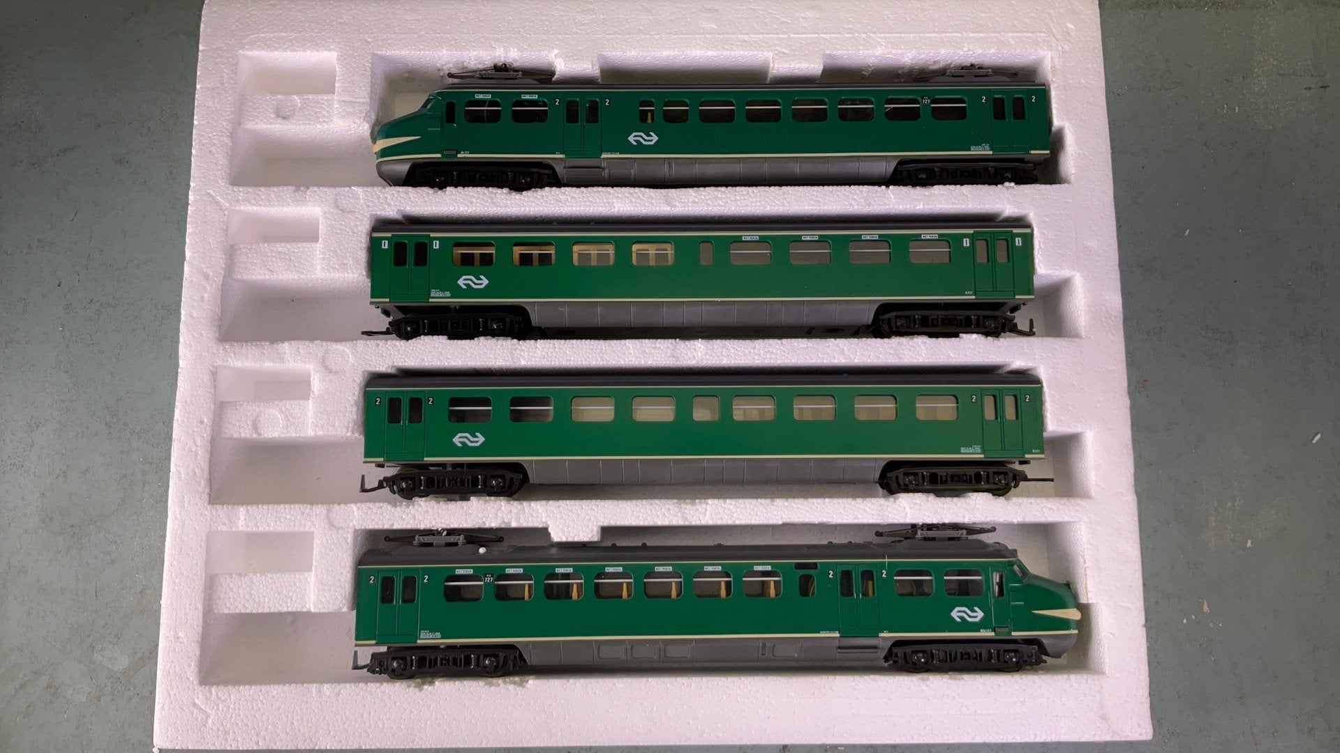 LIMA ho NS 4-delige Hondekop , groen/gele band , Mat’54 ., Ophalen of Verzenden, Lima, Gelijkstroom, Locomotief
