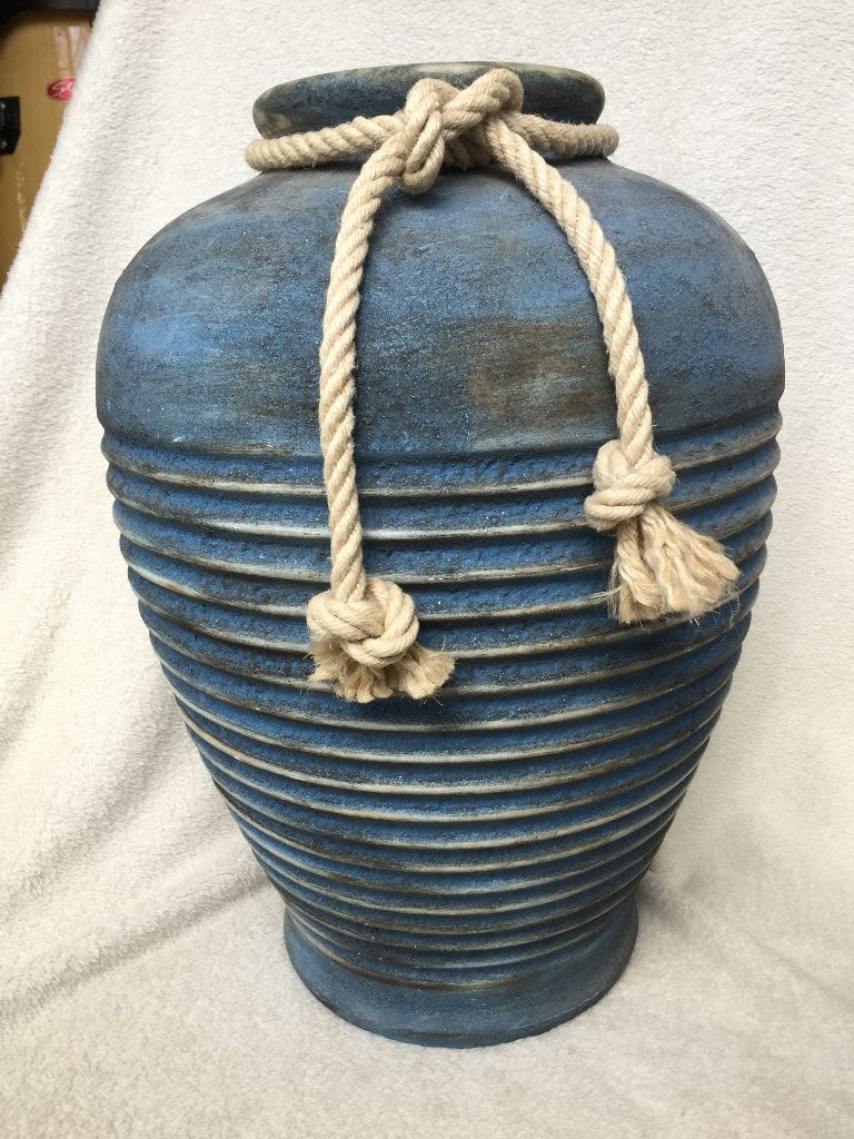 Grote blauwe handgemaakte Spaanse siervaas aardewerk, Ophalen, Blauw, Zo goed als nieuw, 50 cm