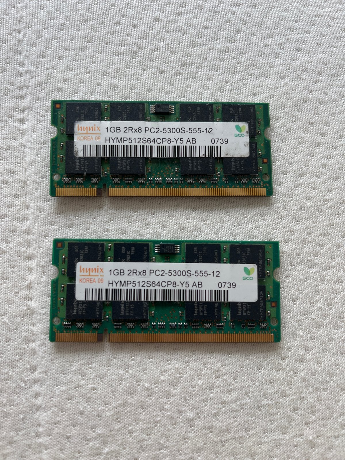 Hynix 1GB DDR2 RAM Geheugen (2 stuks), Computers en Software, RAM geheugen, Gebruikt, Verzenden, DDR2, 2 GB