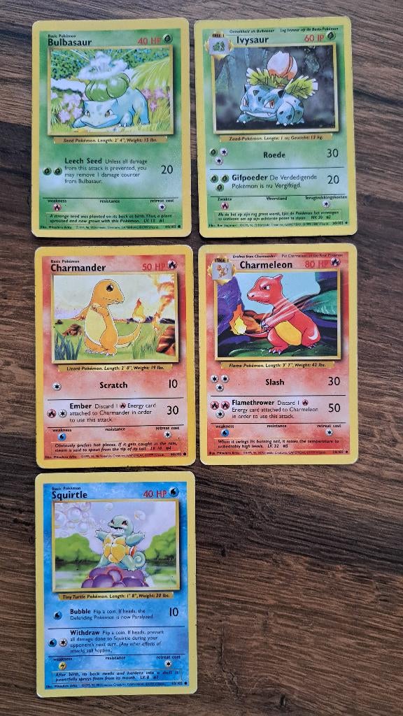 5 pokemon base set kaarten, Ophalen of Verzenden, Gebruikt, Meerdere kaarten