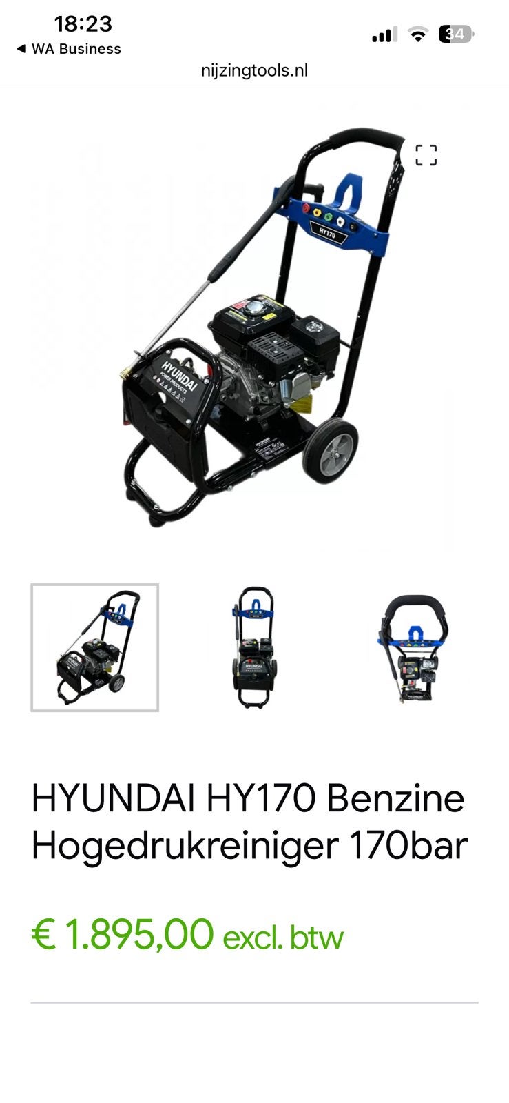 Nieuwe Hyundai HY170, Tuin en Terras, Hogedrukreinigers, Ophalen of Verzenden, Zo goed als nieuw, Elektrisch