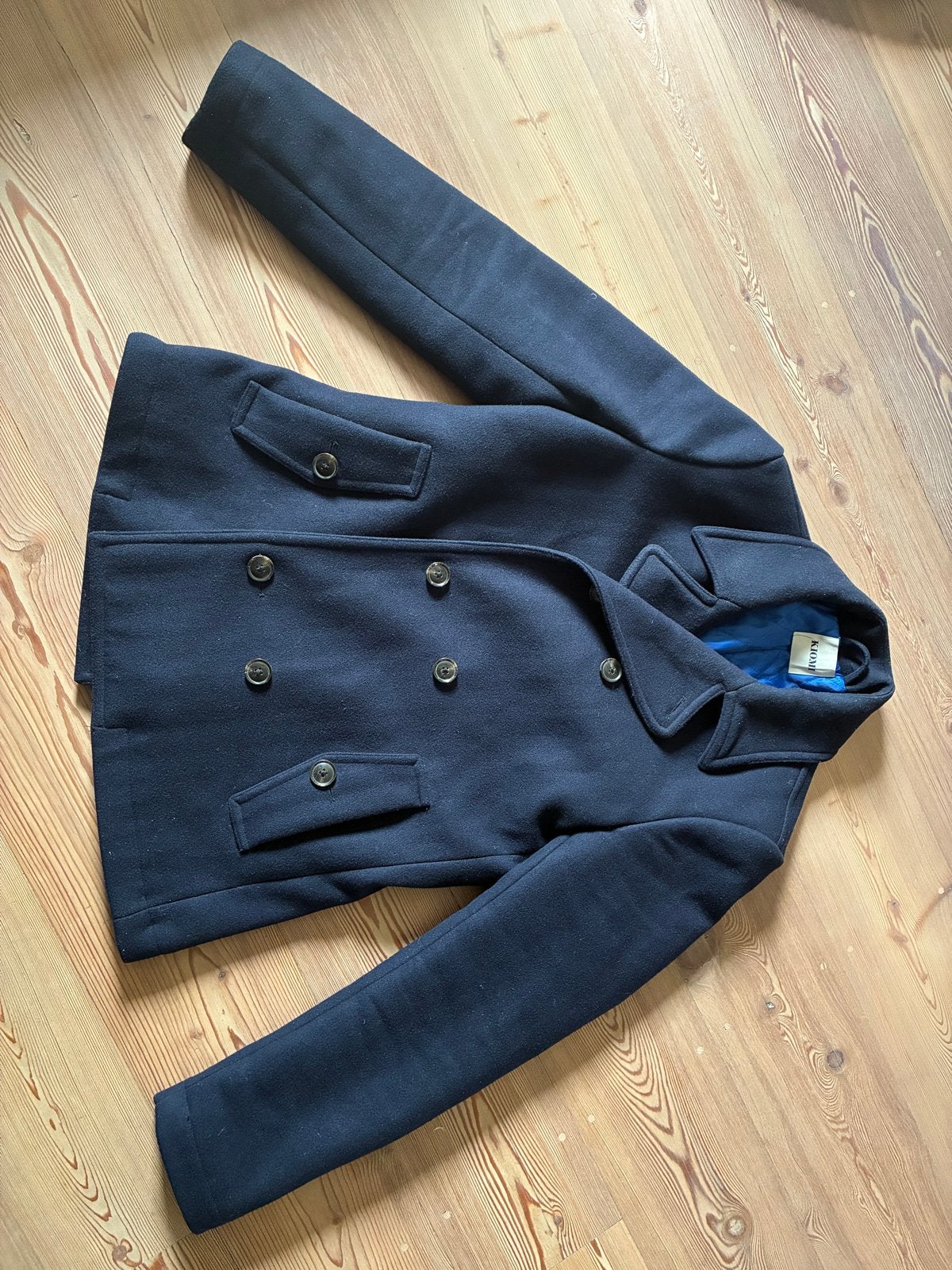 Kiomi Wollen Double Breasted Colbertjas Donkerblauw Maat 50, Ophalen, Gedragen, Maat 48/50 (M), Blauw