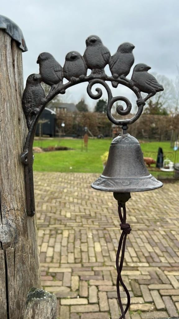 Gietijzeren bel vogeltjes, Verzenden, Nieuw, Draadloos
