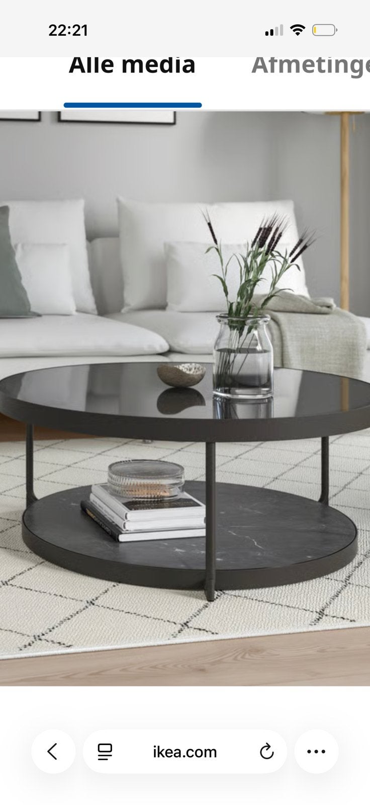 Mooie zwarte robde ikea salon tafel frotorp, Ophalen, 100 tot 150 cm, 50 tot 100 cm, Zo goed als nieuw