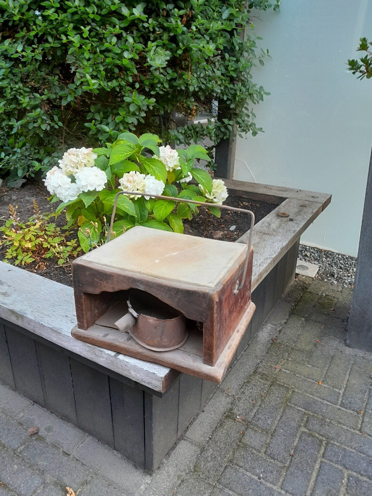 Antieke Kerkstoof / Voetenstoof - Hout en Steen, Ophalen of Verzenden
