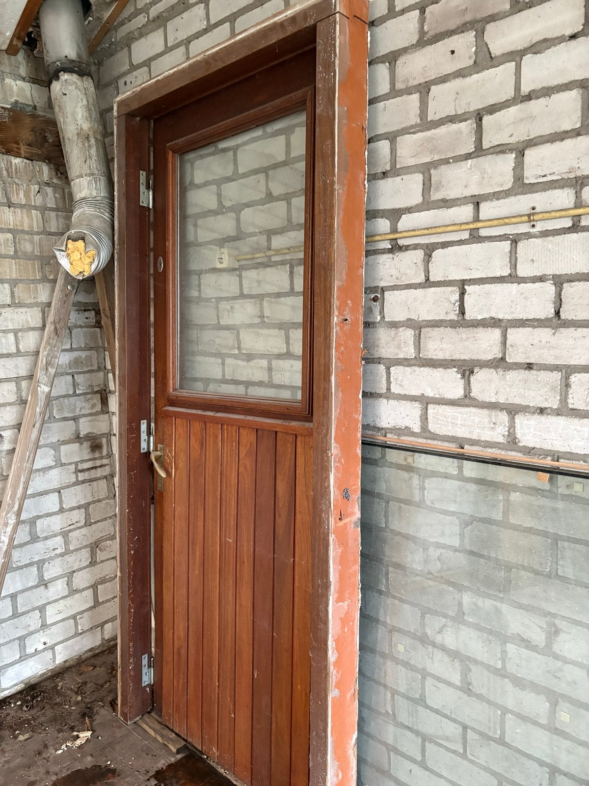Houten buitendeur met kozijn, Doe-het-zelf en Verbouw, Deuren en Horren, Ophalen, Gebruikt, 80 tot 100 cm, 215 cm of meer