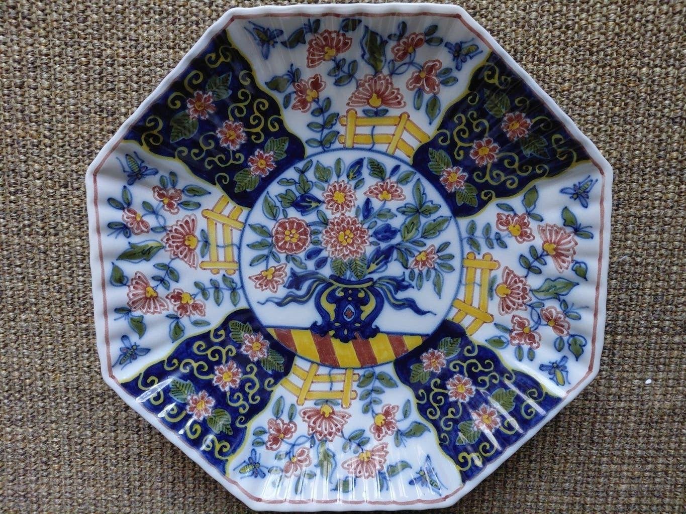 Makkum Aardewerk Sierbord - Handgeschilderd Octagonaal, Antiek en Kunst, Ophalen of Verzenden