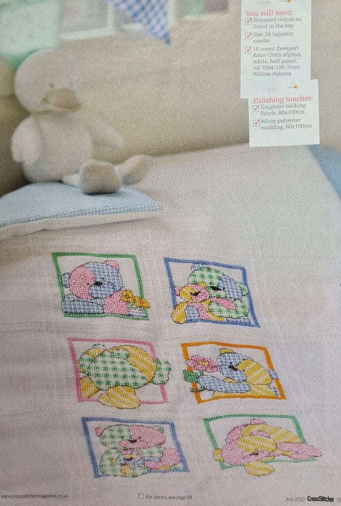 Teddyberen patchwork 6 borduurpatronen, Ophalen, Nieuw, Handborduren, Patroon