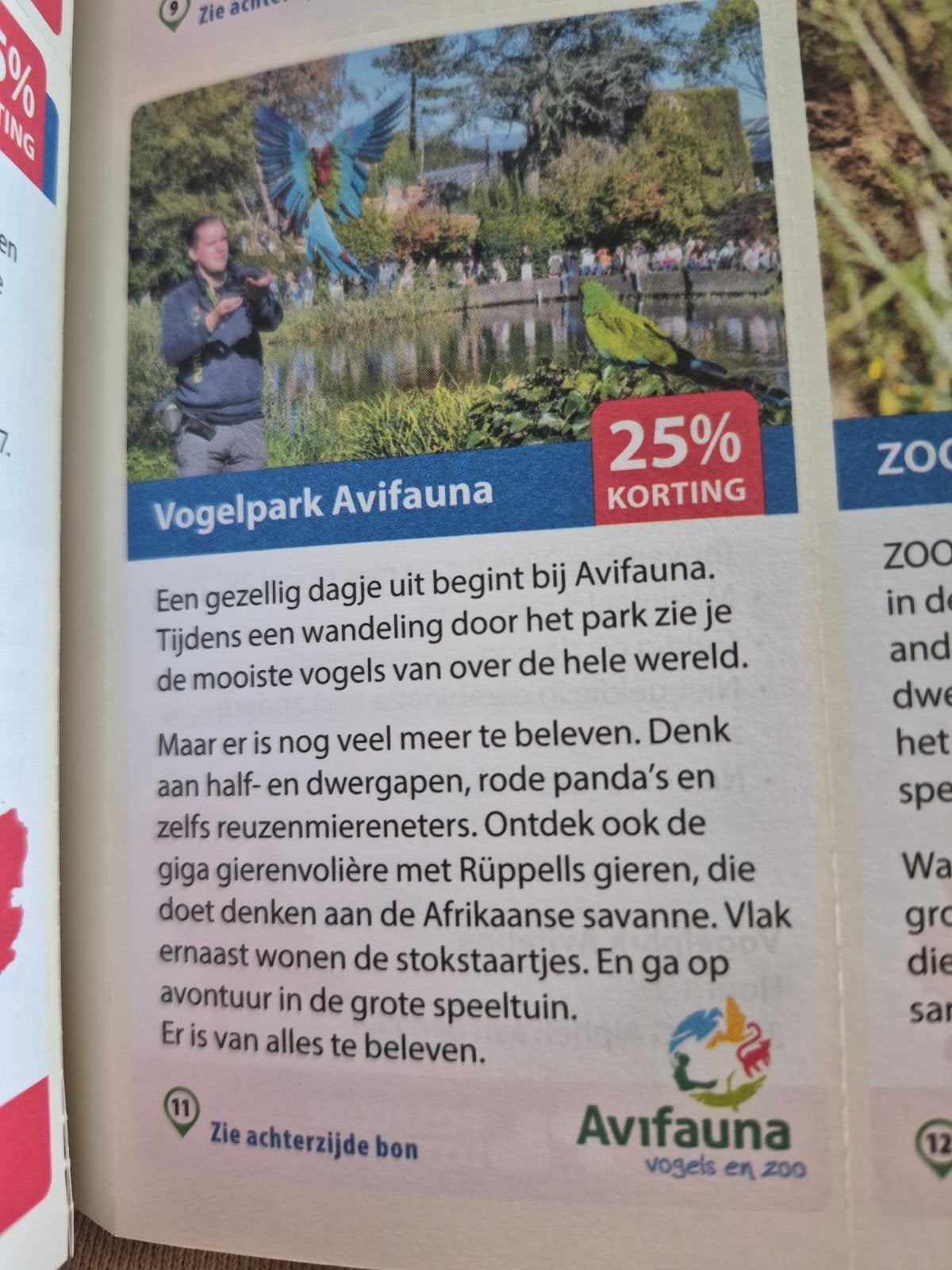 25% korting vogelpark avifauna, Tickets en Kaartjes, Drie personen of meer, Kortingskaart