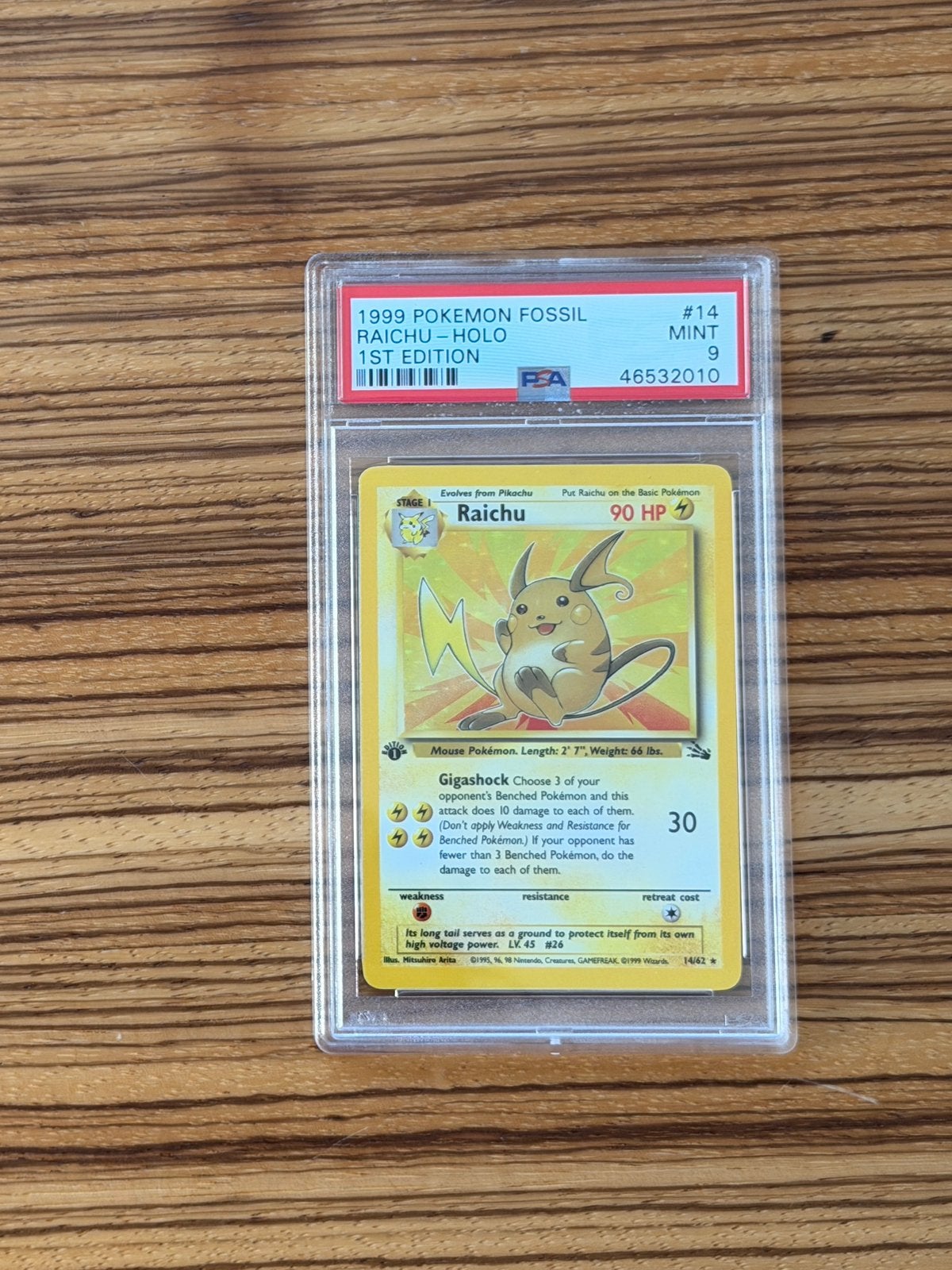 Raichu 1st edition Holo PSA 9 mint, Ophalen of Verzenden, Zo goed als nieuw