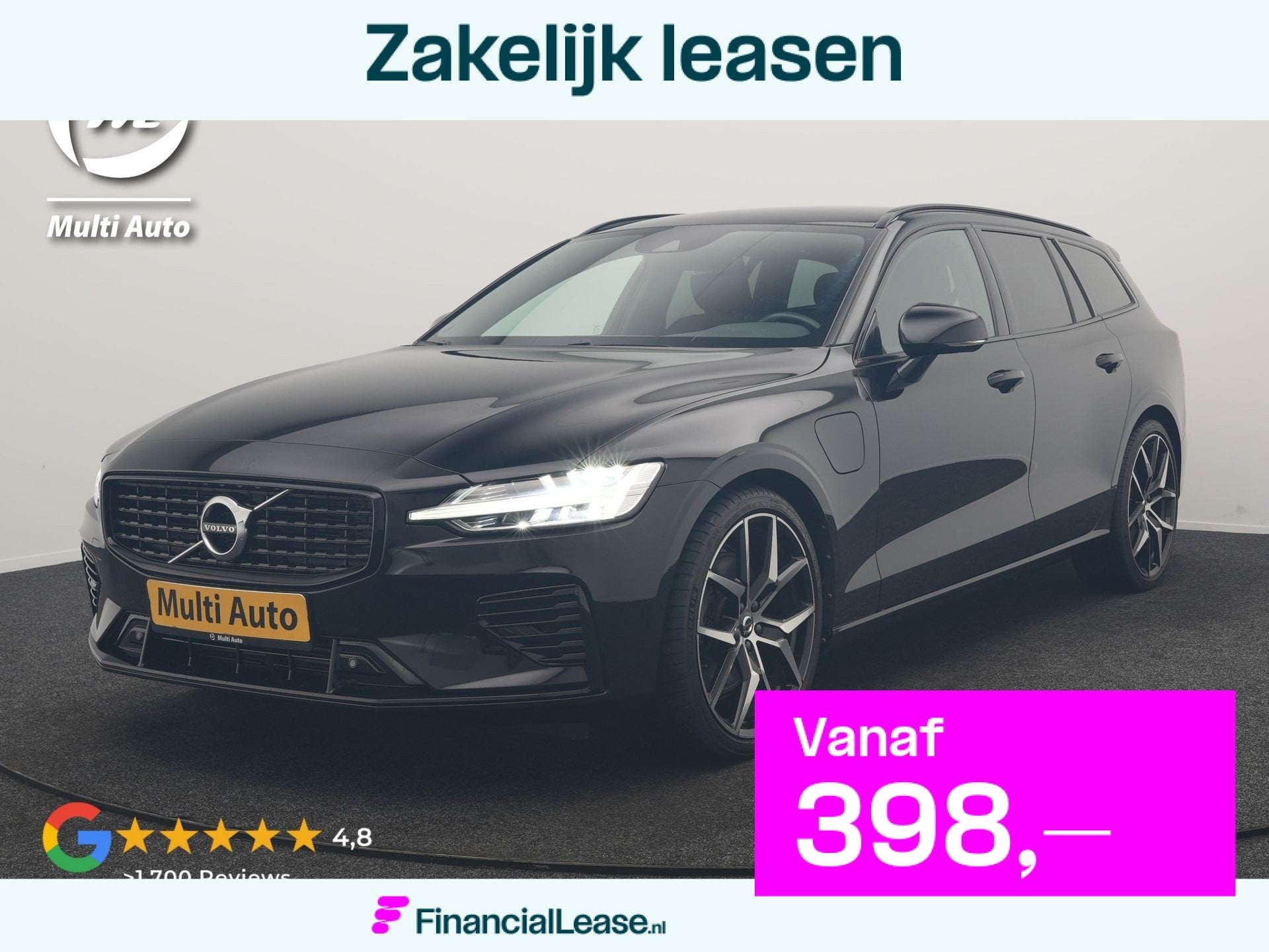 Volvo V60 T6 Recharge AWD R-Design PHEV 340pk Dealer O.H. |, Automaat, Dealer onderhouden, Gebruikt, Zwart