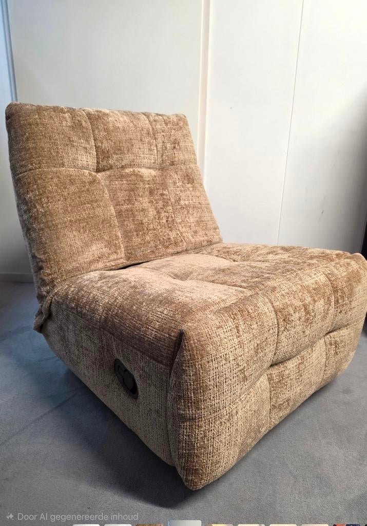 Relaxfauteuil Chill cinnamon. Schommel en ligstand., Ophalen, Info@meubeloutletmeppel.nl, 75 tot 100 cm, Zo goed als nieuw