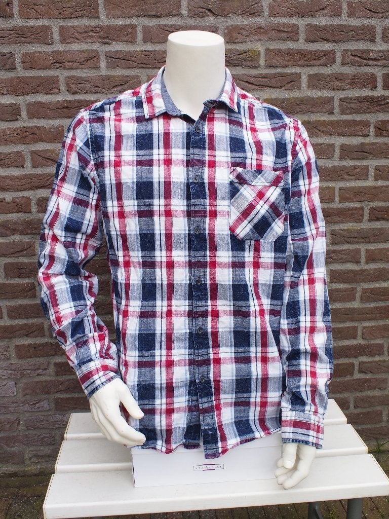 Mooie geruite Blouse Maat XL, Ophalen of Verzenden, Zo goed als nieuw, Blauw, Halswijdte 43/44 (XL)