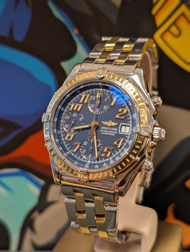 Breitling Chronomat D13050,1 Blauwe wijzerplaat., Sieraden, Tassen en Uiterlijk, Horloges | Heren, Ophalen of Verzenden, Zo goed als nieuw