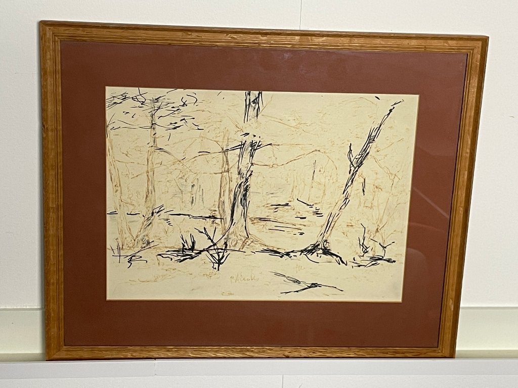 Derk Meeles (1887-1958) Tekening van een bos -gesign., Ophalen of Verzenden