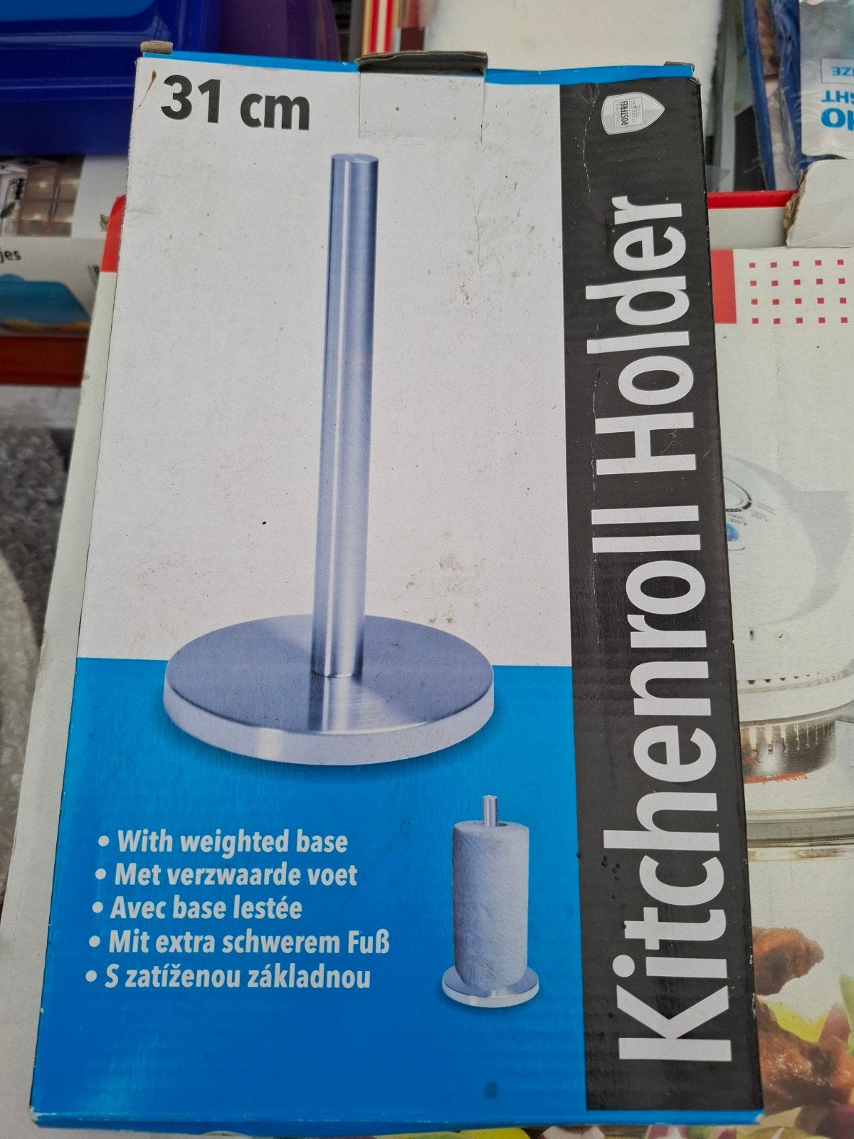 Keukenrolhouder met verzwaarde voet - 31 cm, Overige typen, Ophalen of Verzenden, Metaal, Nieuw